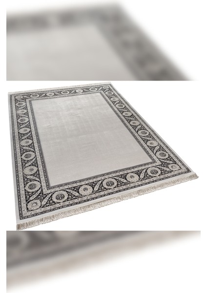 Halı Vendom Palace 5431 Siyah Krem Yumuşak Dokulu Viskon ve Bambu 120 Tarak Ipek Halı