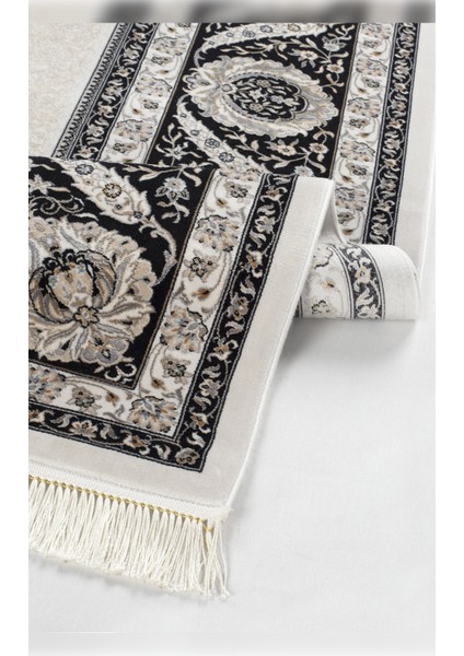Halı Vendom Palace 5431 Siyah Krem Yumuşak Dokulu Viskon ve Bambu 120 Tarak Ipek Halı
