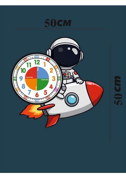Sevimli Astronot Montessori Çocuk Odası Eğitici Ahşap Duvar Saati - Sessiz Mekanizma, Şık Tasarım indirimleri