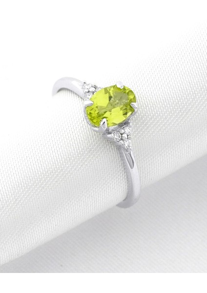 Peridot Oval Tektaş Pırlanta Yüzük fırsatları