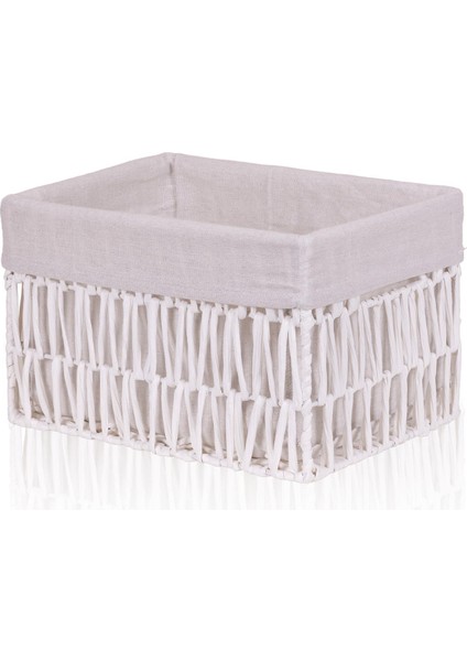 Cesta Hasır Organizer Sepet Beyaz 30 x 22 x 19 cm
