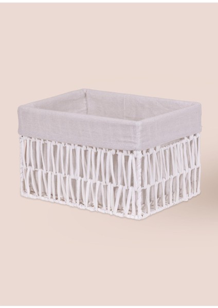 Cesta Hasır Organizer Sepet Beyaz 30 x 22 x 19 cm