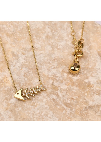 14 Ayar Altın Balık Kolye, Minimalist Kılçık Kolye, Iskelet Altın Takı, Kız Arkadaşıma Hediye fırsatları