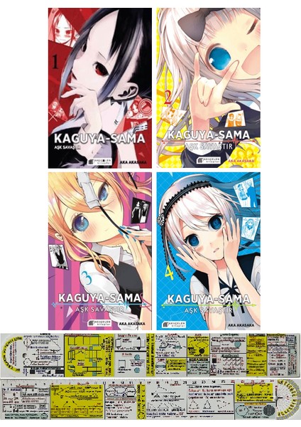 Kaguya-Sama Aşk Savaştır 1-2-3-4. Ciltler Manga Seti + Mat. Öğreten Cetvel