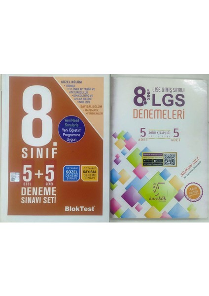 Karekök Yayıncılık 8. Sınıf Lgs 5'li Denemeleri+Bloktest 5+5 Deneme Seti