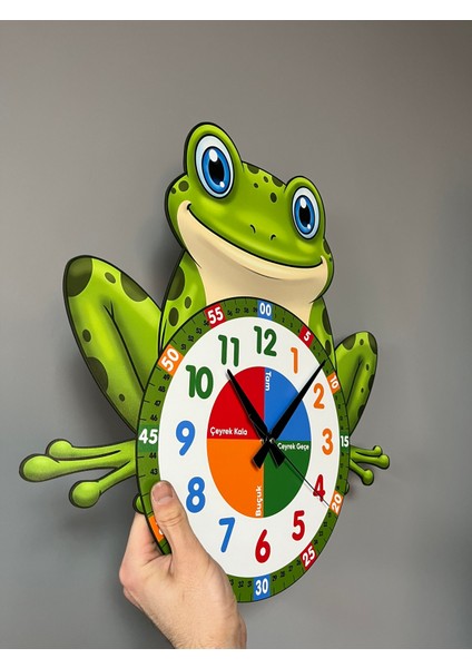 Sevimli Kurbağa Temalı Montessori Çocuk Odası Eğitici Duvar Saati fiyatları