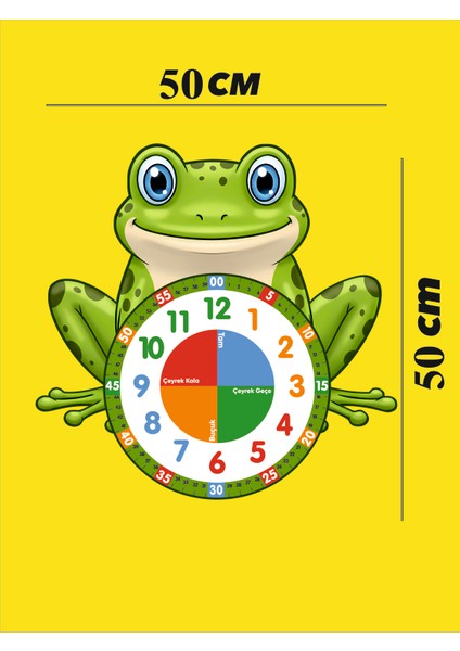 Sevimli Kurbağa Temalı Montessori Çocuk Odası Eğitici Duvar Saati modelleri