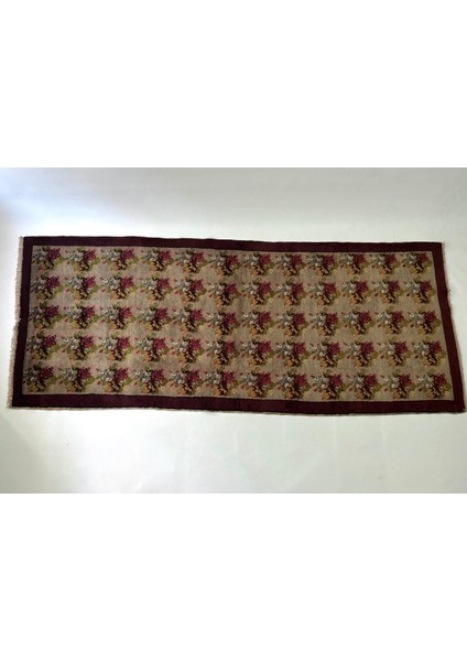 112 x 273 cm El Dokuma Çiçek Desenli Mutfak Koridor Yolluk Yıkanabilir Antik Kilim
