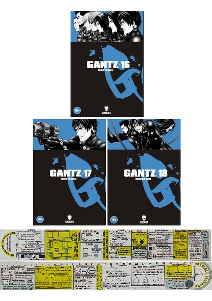 Gantz 16-17-18. Ciltler Manga Seti + Mat. Öğreten Cetvel