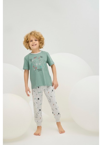8779 Erkek Ç. Baskılı Pijama Takım