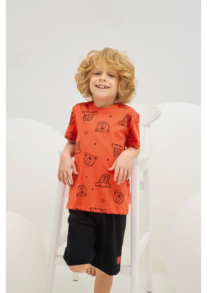 8789 Erkek Ç. Baskılı Kısa Pijama Takım