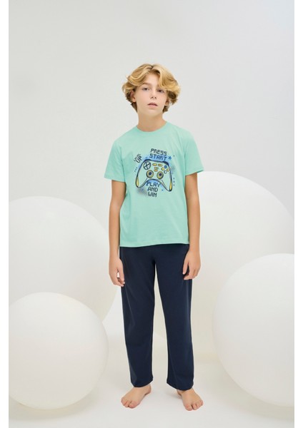 8808 Erkek Ç. Baskılı Pijama Takım