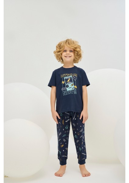 8807 Erkek Ç. Baskılı Pijama Takım