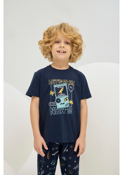 8807 Erkek Ç. Baskılı Pijama Takım