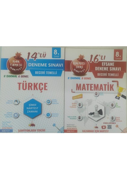 Nartest Yayınevi 8. Sınıf Nar Tanesi Efsane Matematik 16 Deneme Sınavı+14 Lü Türkçedeneme Sınavı