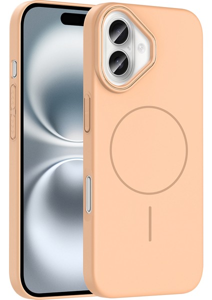 Apple iPhone 16 Plus Kılıf Magsafe Şarj Özellikli Zore Ruby Silikon Kapak - Desert Titanyum