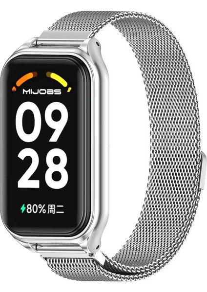 Xiaomi Mi Band 8/mi Band 9 Uyumlu Metal Kasalı Mıknatıslı Kordon Kayış - KY6552