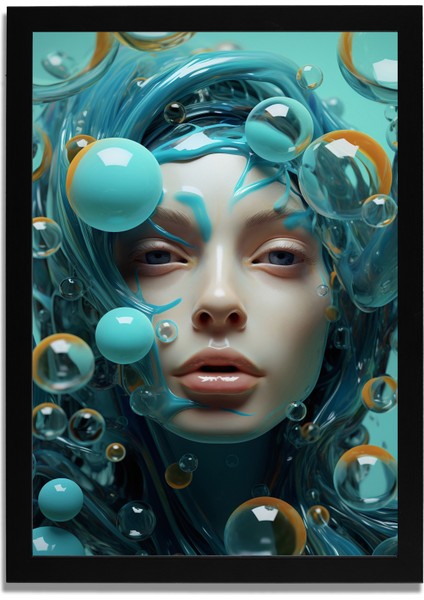 Yapay Zeka Görselli Mdf Plastik Çerçeveli Dekoratif Tablo