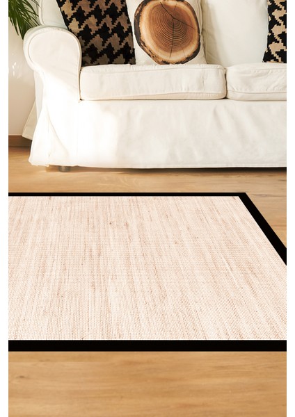 Kaymaz Dijital Mutfak & Salon Halı Luna Pamuk Dokuma E5001 Açık Krem