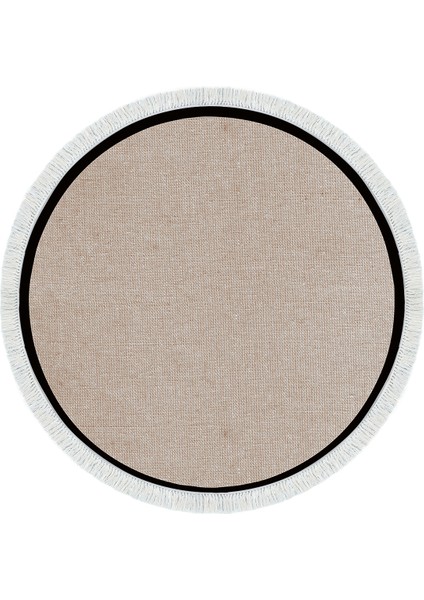 Kaymaz Dijital Mutfak & Salon Halı Toprak Saçaklı Yuvarlak Dokuma E5001 Taupe fiyatları