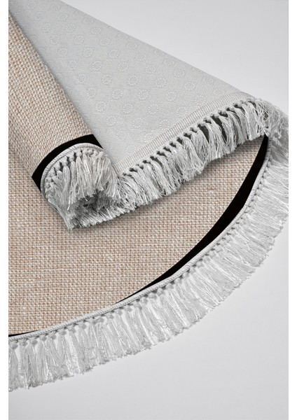 Kaymaz Dijital Mutfak & Salon Halı Toprak Saçaklı Yuvarlak Dokuma E5001 Taupe fırsatları