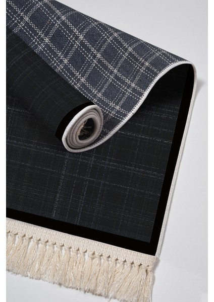 Kaymaz Dijital Mutfak & Salon Halı Luna Pamuk Saçaklı Dokuma E5007 Antrasit fırsatları