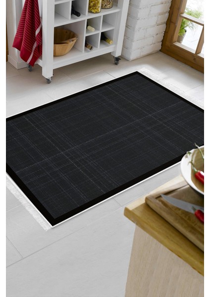 Kaymaz Dijital Mutfak & Salon Halı Luna Pamuk Saçaklı Dokuma E5007 Antrasit indirimleri