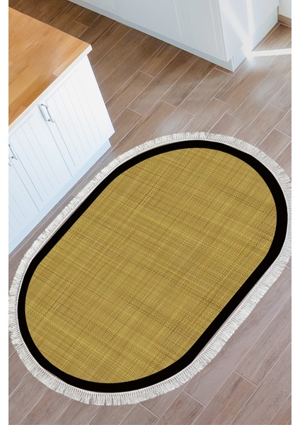 Kaymaz Dijital Mutfak & Salon Halı Toprak Saçaklı Oval Dokuma E5007 Altın Sarısı indirimleri