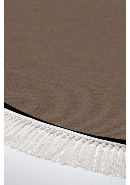 Kaymaz Dijital Mutfak & Salon Halı Toprak Saçaklı Yuvarlak Dokuma E5001 Koyu Kahve modelleri