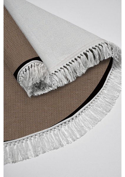 Kaymaz Dijital Mutfak & Salon Halı Toprak Saçaklı Yuvarlak Dokuma E5001 Koyu Kahve fırsatları