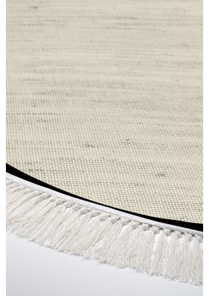 Kaymaz Dijital Mutfak & Salon Halı Saray Deri Saçaklı Yuvarlak Dokuma E5001 Bej Gri modelleri