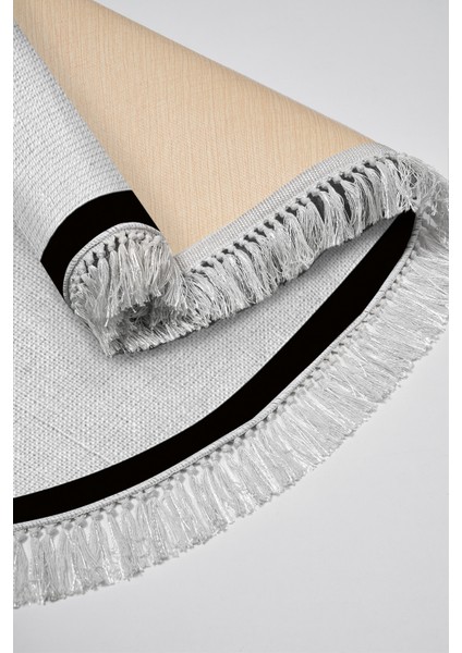 Kaymaz Dijital Mutfak & Salon Halı Saray Deri Saçaklı Oval Dokuma E5001 Gri fırsatları