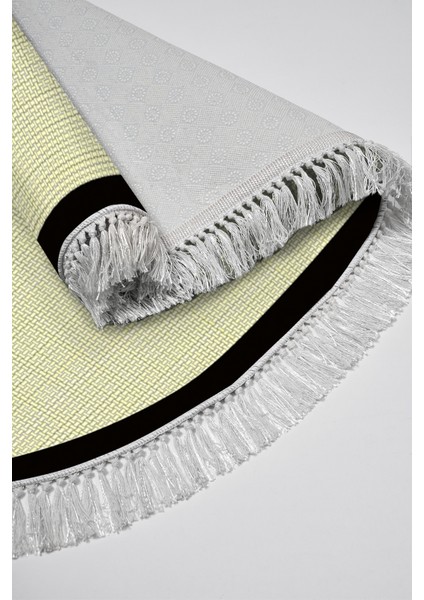 Kaymaz Dijital Mutfak & Salon Halı Toprak Saçaklı Oval Dokuma E5007 Açık Sarı Bej