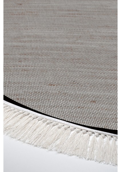 Kaymaz Dijital Mutfak & Salon Halı Luna Pamuk Saçaklı Yuvarlak Dokuma E5001 Kahve modelleri