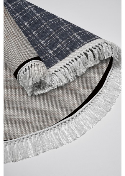 Kaymaz Dijital Mutfak & Salon Halı Luna Pamuk Saçaklı Yuvarlak Dokuma E5001 Kahve fırsatları