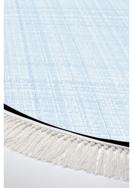 Kaymaz Dijital Mutfak & Salon Halı Saray Deri Saçaklı Yuvarlak Dokuma E5007 Açık Mavi modelleri