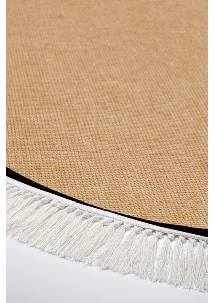 Kaymaz Dijital Mutfak & Salon Halı Toprak Saçaklı Yuvarlak Dokuma E5001 Açık Kahverengi modelleri