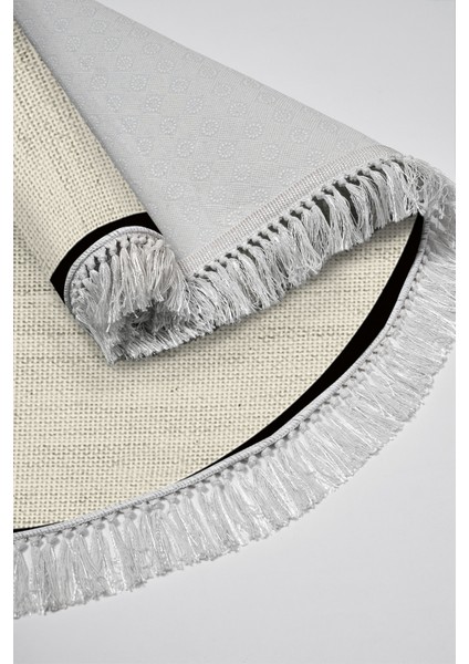 Kaymaz Dijital Mutfak & Salon Halı Toprak Saçaklı Yuvarlak Dokuma E5001 Bej Gri fırsatları