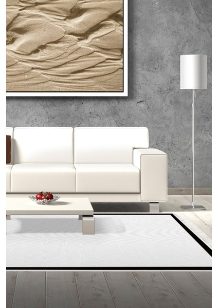 Kaymaz Dijital Mutfak & Salon Halı Toprak Saçaklı Dokuma E5001 Açık Gri