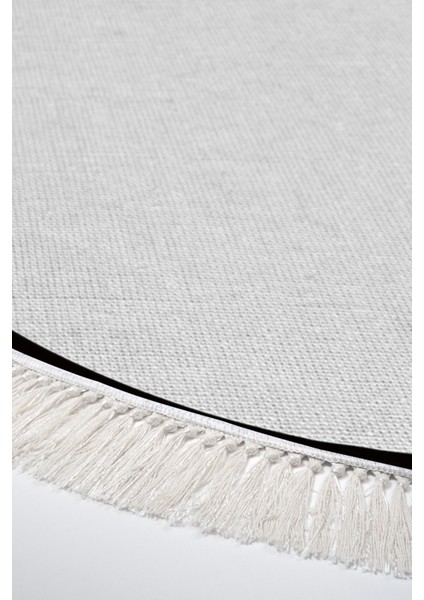 Kaymaz Dijital Mutfak & Salon Halı Toprak Saçaklı Yuvarlak Dokuma E5001 Gri modelleri