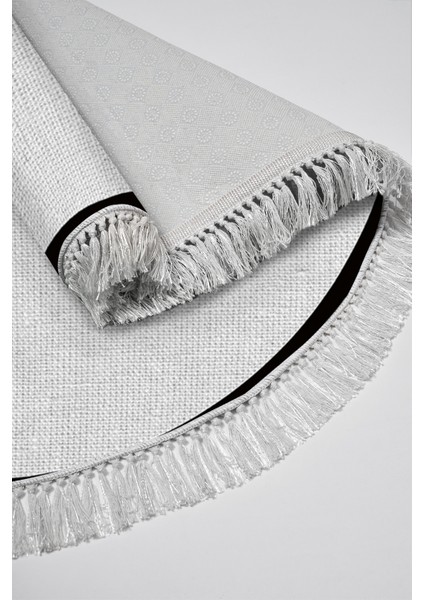 Kaymaz Dijital Mutfak & Salon Halı Toprak Saçaklı Yuvarlak Dokuma E5001 Gri fırsatları