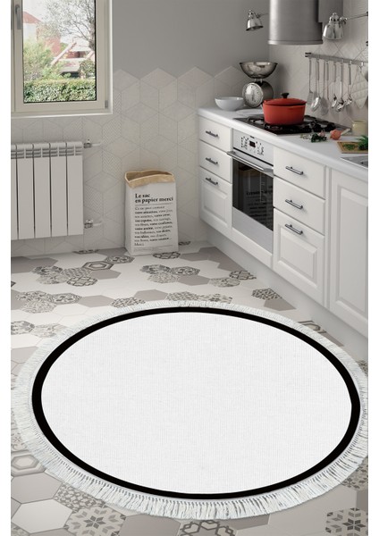 Kaymaz Dijital Mutfak & Salon Halı Toprak Saçaklı Yuvarlak Dokuma E5001 Açık Gri indirimleri