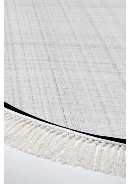 Kaymaz Dijital Mutfak & Salon Halı Saray Deri Saçaklı Yuvarlak Dokuma E5007 Açık Gri modelleri