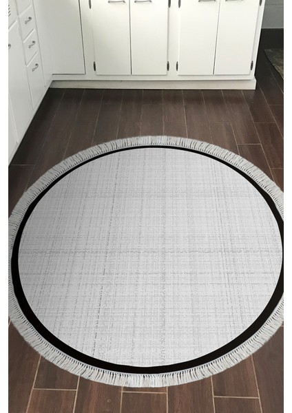 Kaymaz Dijital Mutfak & Salon Halı Saray Deri Saçaklı Yuvarlak Dokuma E5007 Açık Gri indirimleri