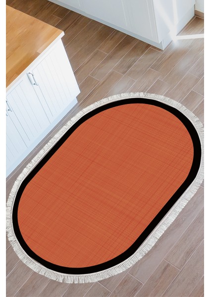 Kaymaz Dijital Mutfak & Salon Halı Saray Deri Saçaklı Oval Dokuma E5007 Kiremit indirimleri