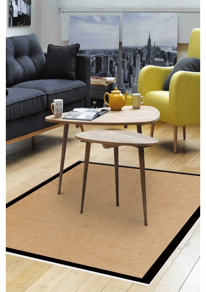 Kaymaz Dijital Mutfak & Salon Halı Saray Deri Dokuma E5001 Açık Kahverengi