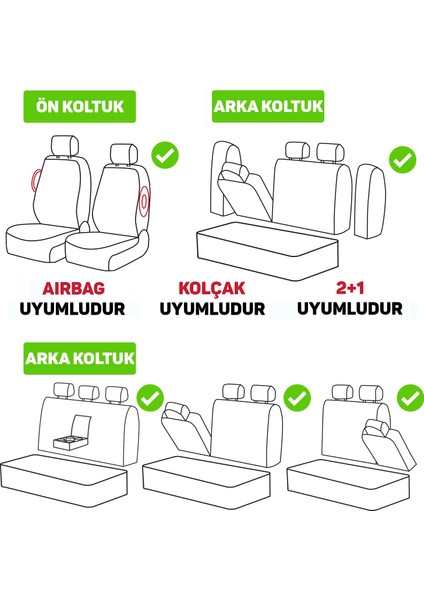 Fa Serisi - Her Araca Uyumlu Oto Koltuk Kılıfı / Tay Tüyü - Siyah