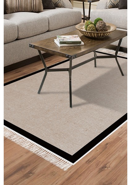 Kaymaz Dijital Mutfak & Salon Halı Saray Deri Saçaklı Dokuma E5001 Taupe