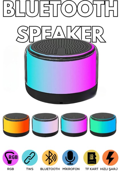 Yüksek Bass Bluetooth Hoparlör Rgb LED Bt Tf Kart Radyo Destekli Ses Bombası Bluetooth Speaker