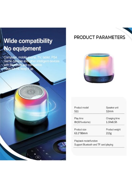 Yüksek Bass Bluetooth Hoparlör Rgb LED Bt Tf Kart Radyo Destekli Ses Bombası Bluetooth Speaker
